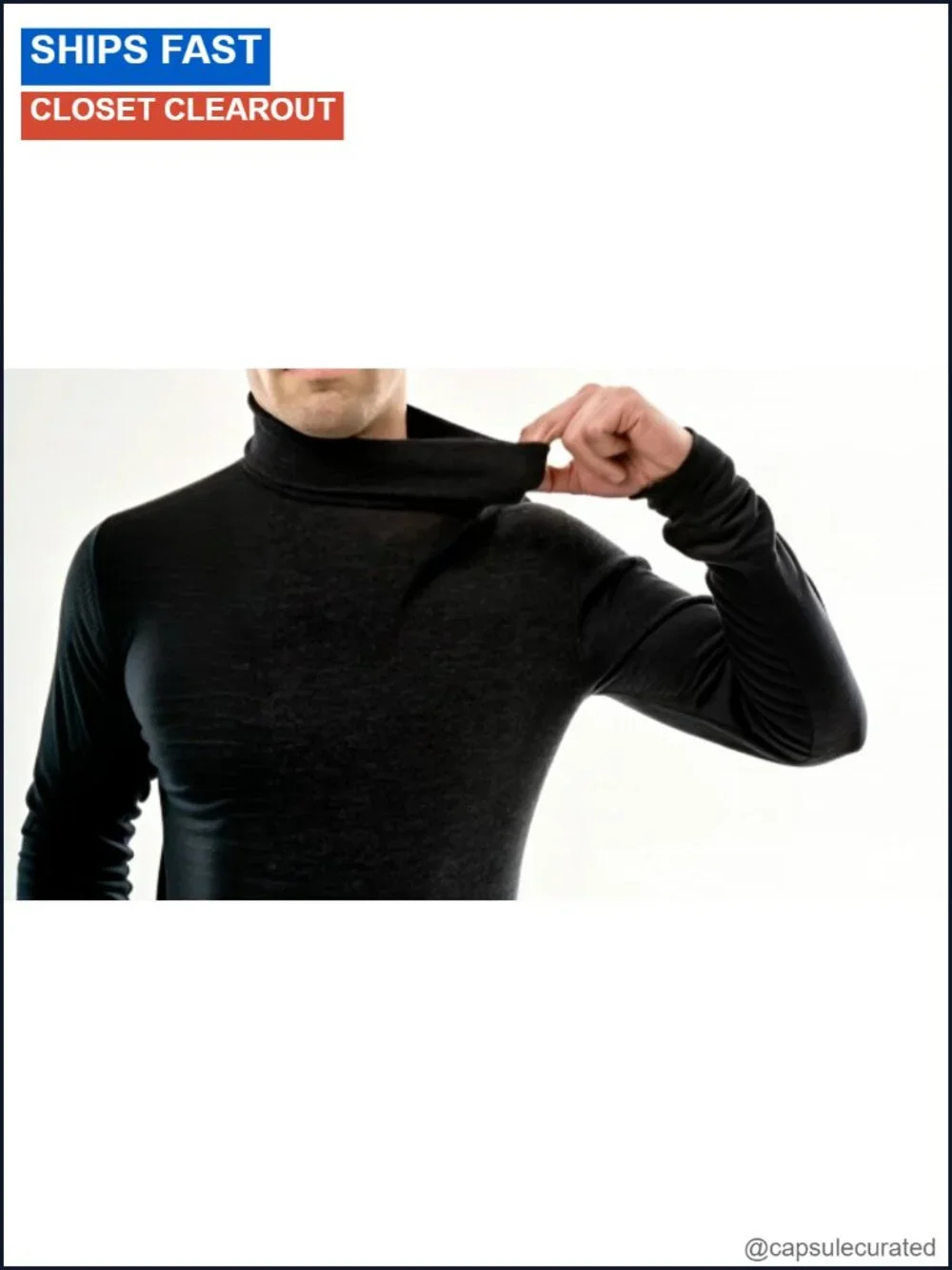 Men's 100% Merino Wool Base Layer Turtleneck Thermal Shirt